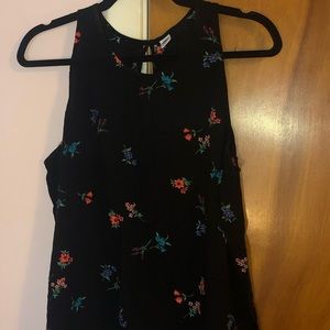 High neck swing tank with floral pattern